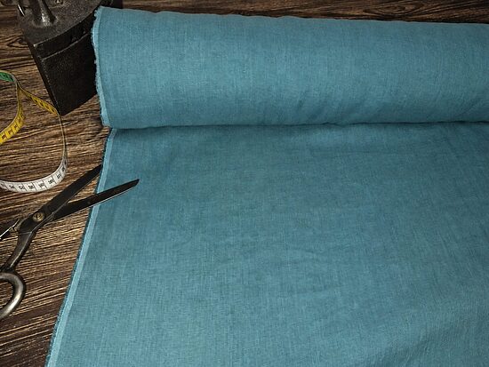 Kaņepju audums 100% | Zilganzaļš | 155 g/m² | 152 cm plats