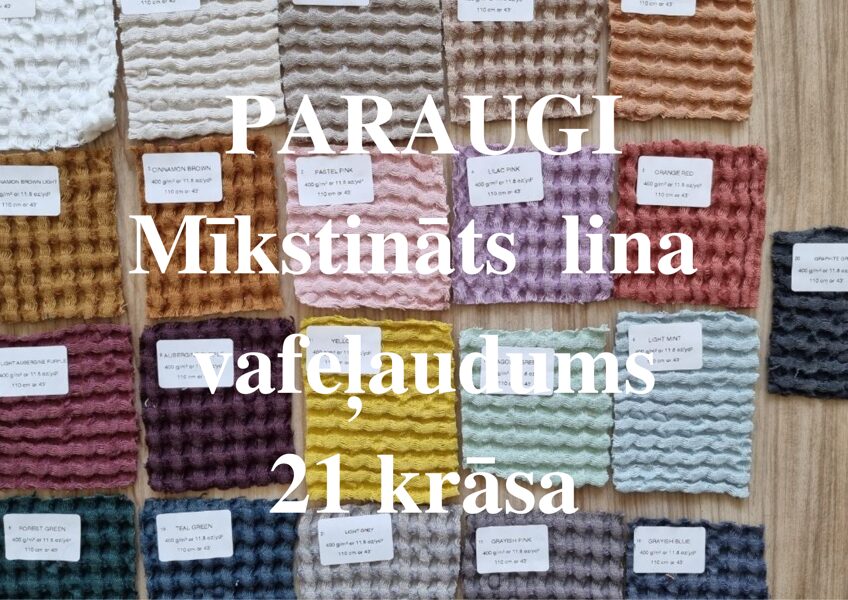 PARAUGI - Mīkstināts lina vafeļaudums; 21 krāsa; 400 g/m²